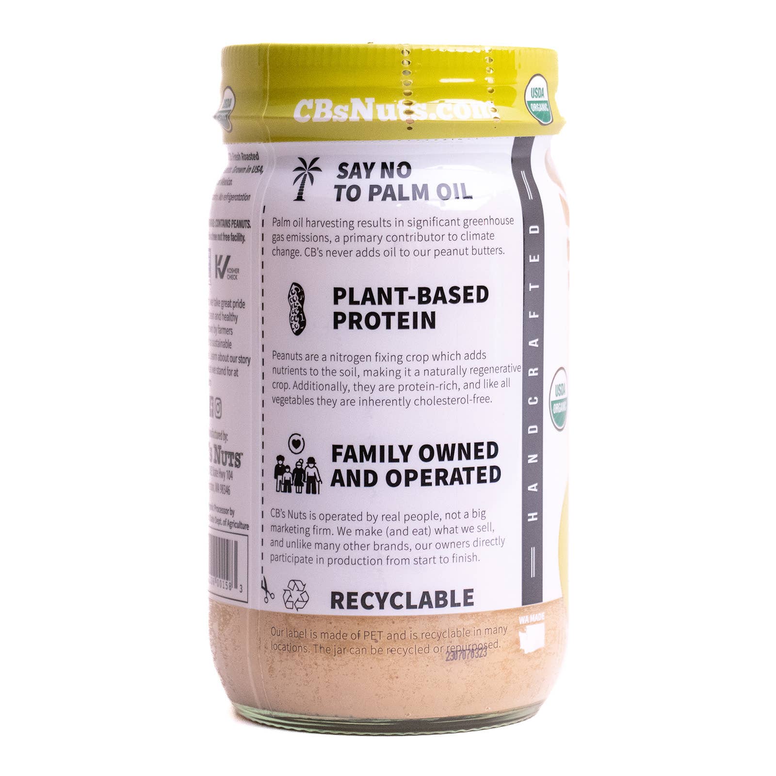 CB's Nuts - Wholesale Nut Butter - 16oz Organic Creamunchy Peanut Butter - 122