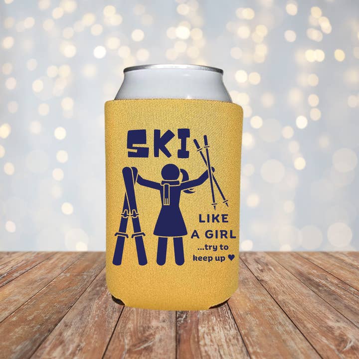 Canette isotherme - Koozie "Ski Like a Girl" pour la vente par Spruce Seed