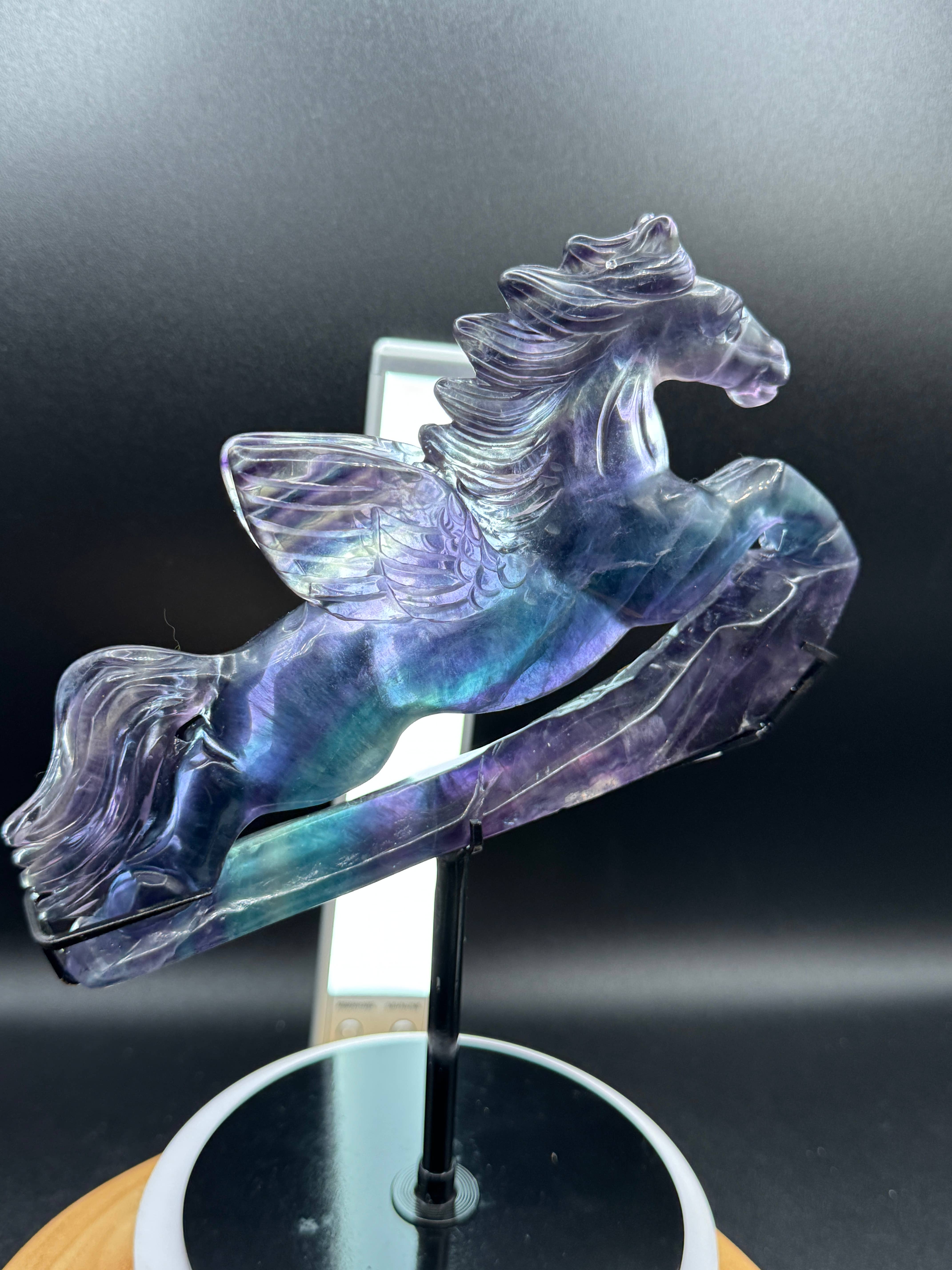 The 7 Directions - Wholesale Spiritual Stone/Crystal - Exquisite Rainbow fluorite Flying horse Pegasus H20816