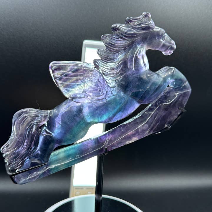 The 7 Directions - Wholesale Spiritual Stone/Crystal - Exquisite Rainbow fluorite Flying horse Pegasus H20816