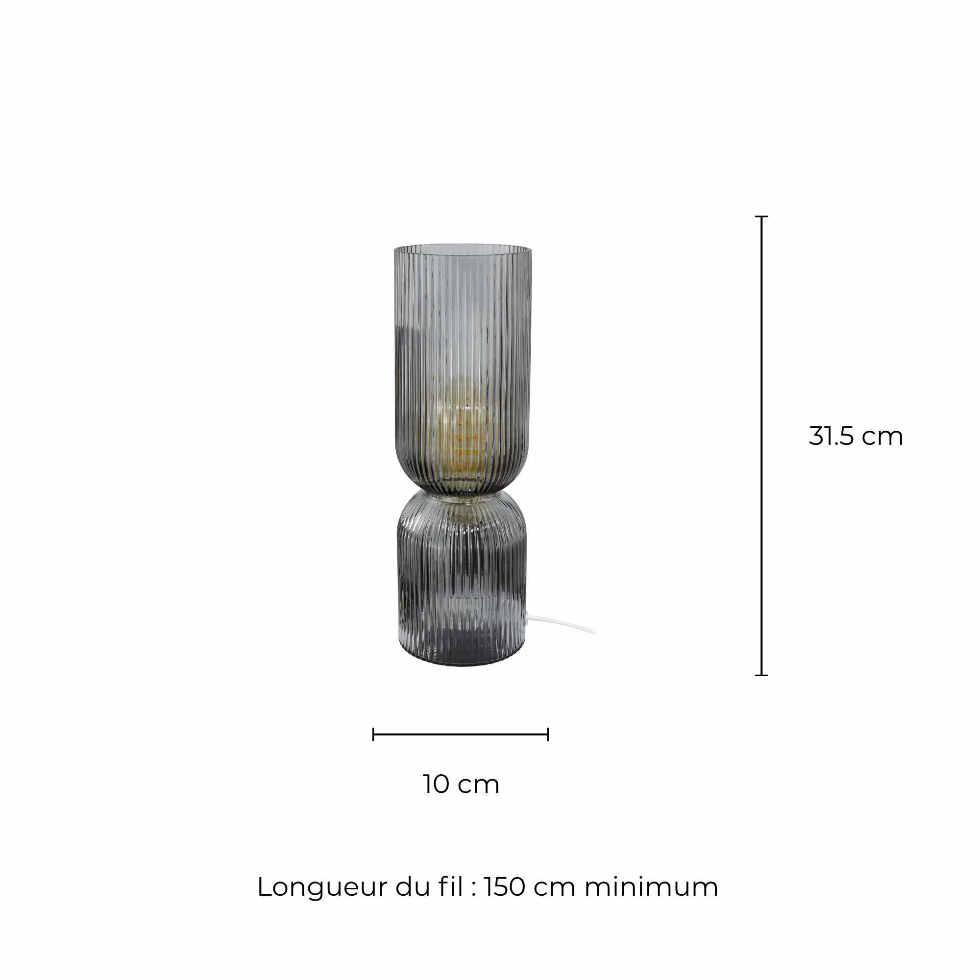 C-Création – Großhandel Stehlampen – Charmy farbige Tischlampe aus geriffeltem Glas23