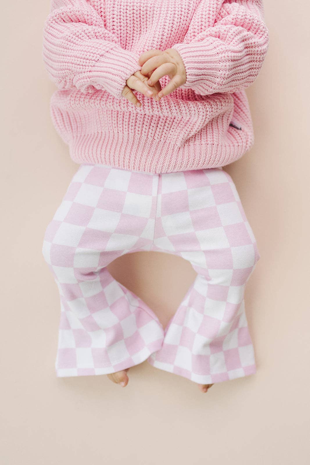 Lucky Panda Kids - Wholesale Pants - Baby - Checkered Flare Pants | Pink4