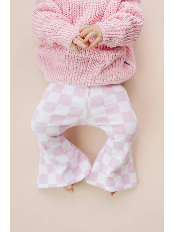 Lucky Panda Kids - Wholesale Pants - Baby - Checkered Flare Pants | Pink4