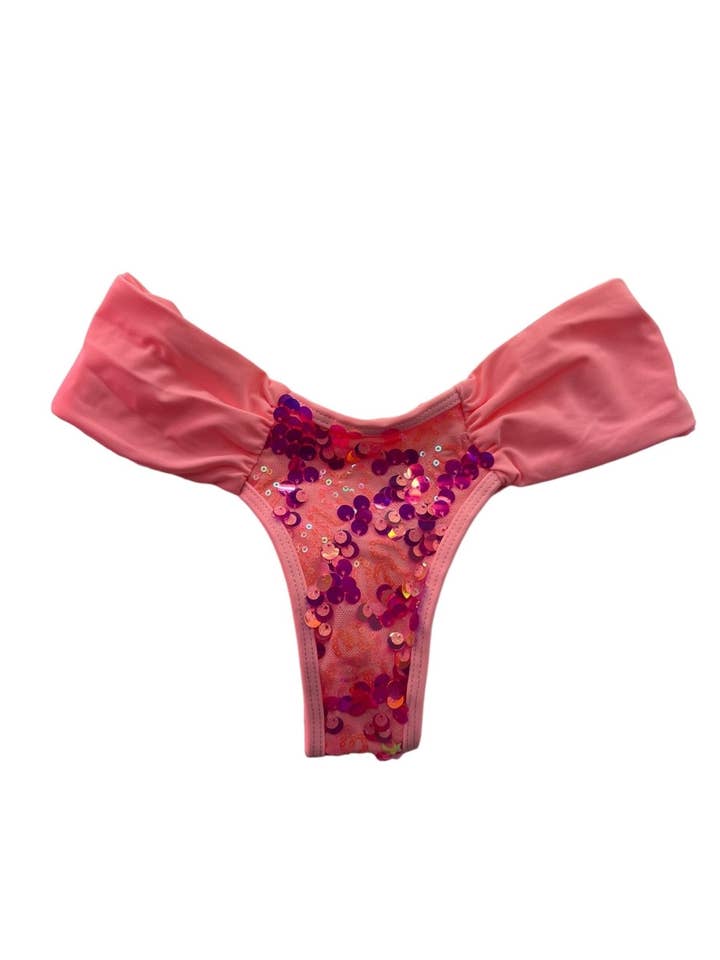 BEACHELLA MUTANDINA ARRICCIATA - PAILLETTES ROSA per la vendita all'ingrosso da parte di Berry Beachy Swimwear