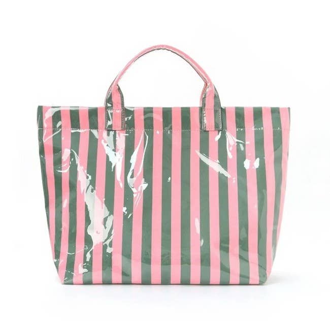 JOSSLYN by wall to wall - Wholesale Tote Bag - Women's - Large Striped Vinyl Tote Bags | 40P5953