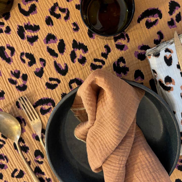CHARMY - Wholesale Table Runner - Leopard Fauve Table Runner – Cotton Gauze – 50x150cm4