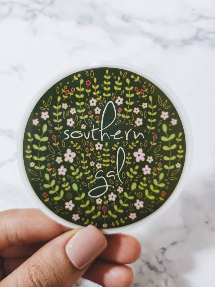 Autocollant Southern Gal, vinyle, 2,8 x 2,8 pouces pour la vente par The Gold Ink Press