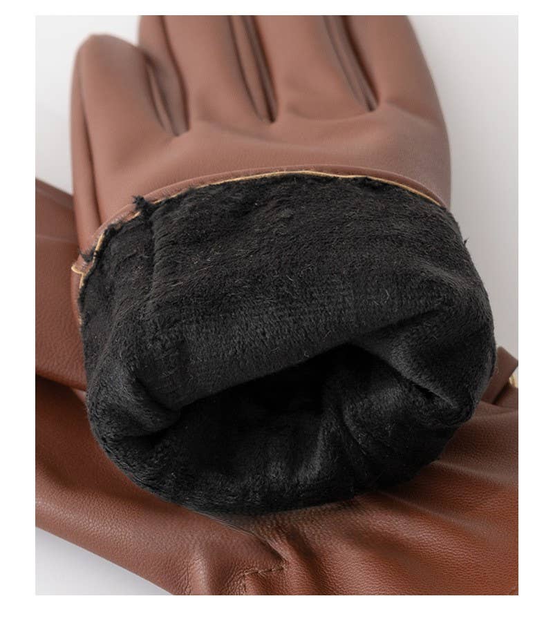 PEACH ACCESSORIES – wholesale Gloves – Women's – Faux Leather Gloves with Gold Buckle Detail LG0076