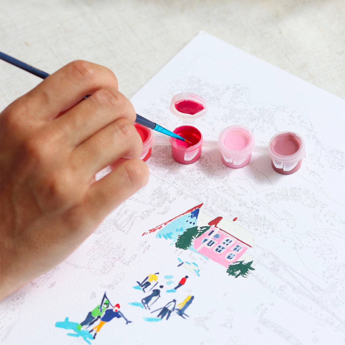 La Petite Épicerie – Engroshandel DIY-hobbysæt – Mal efter nummersæt - Skiløb blandt bjerge4