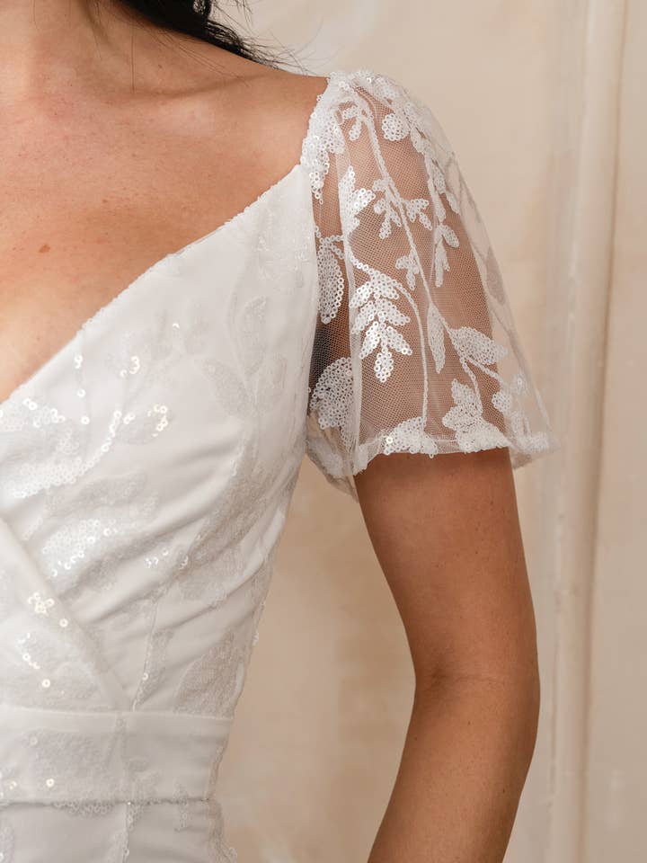 Rosemore Couture - Wholesale Gown - Women's - FLORAL SEQUINED MAXI DRESS WITH SLEEVES10