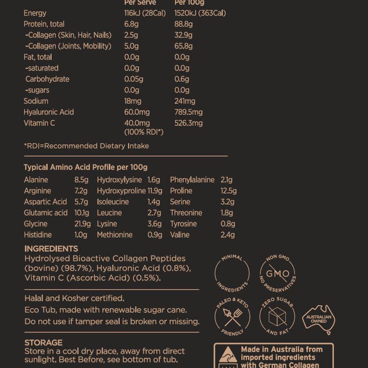 INCA Organics – Großhandel Pulverförmige Gesundheitsgetränke – Haut- und Körperkollagen + Hyaluronsäure + Vit C (geschmacksneutral)