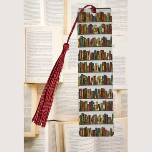 Bookshelves Bookmark with tassel for wholesale by Rambling Rooster Crafts