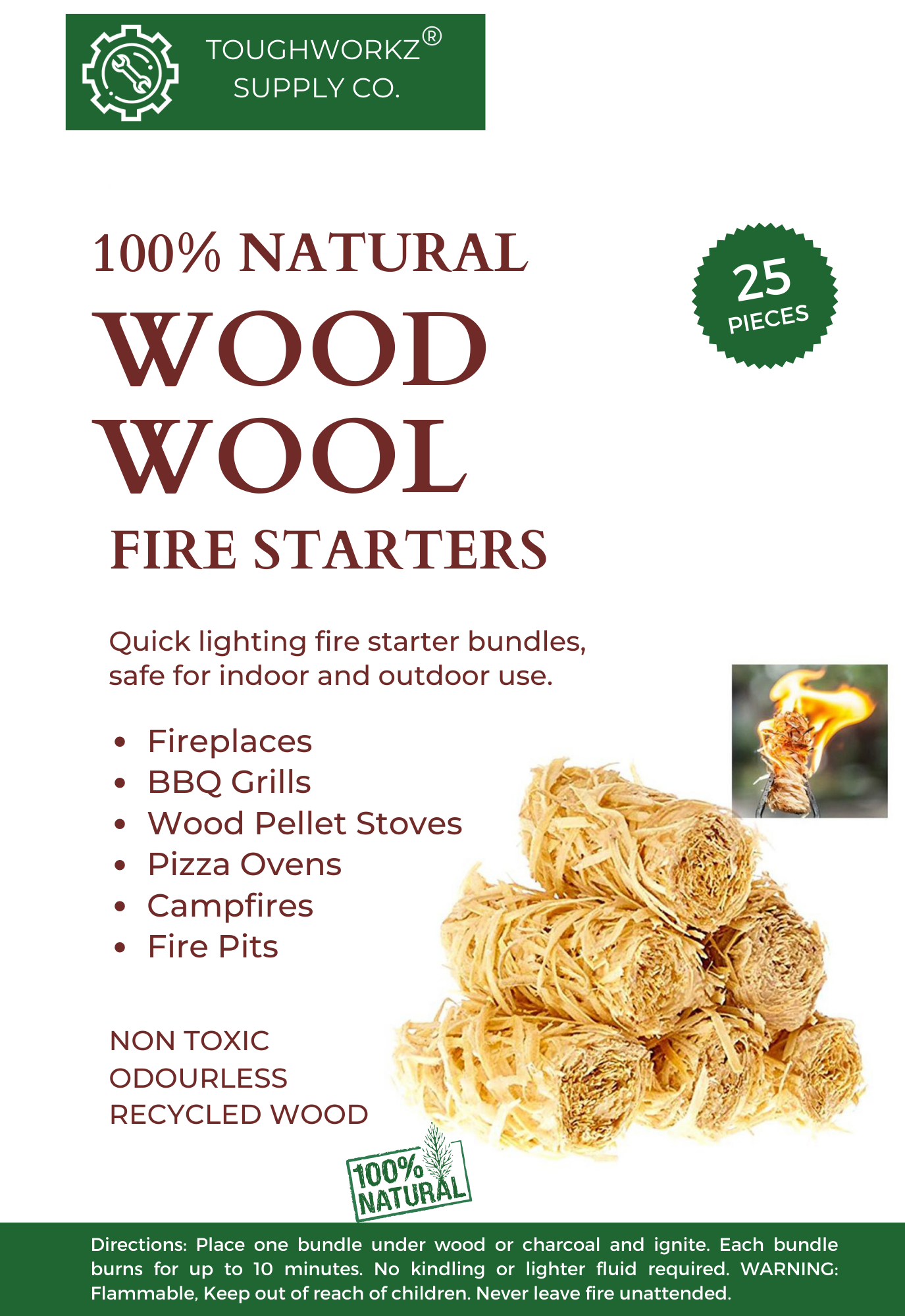ToughWorkz Supply Co. - Wholesale Charcoal - ToughWorkz Natural Wood Pellet Fire Starters for BBQ Grills1