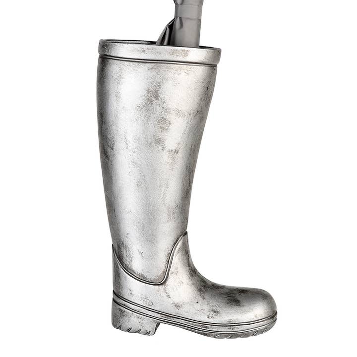 Gilde Handwerk Macrander GmbH & Co. KG – wholesale Umbrella stand – Umbrella stand “boots” ceramic silver