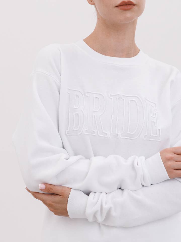 Heirloom Bridal Company - Wholesale Graphic Sweatshirt - Women's - Hollow BRIDE Embroidered Sweatshirt 0