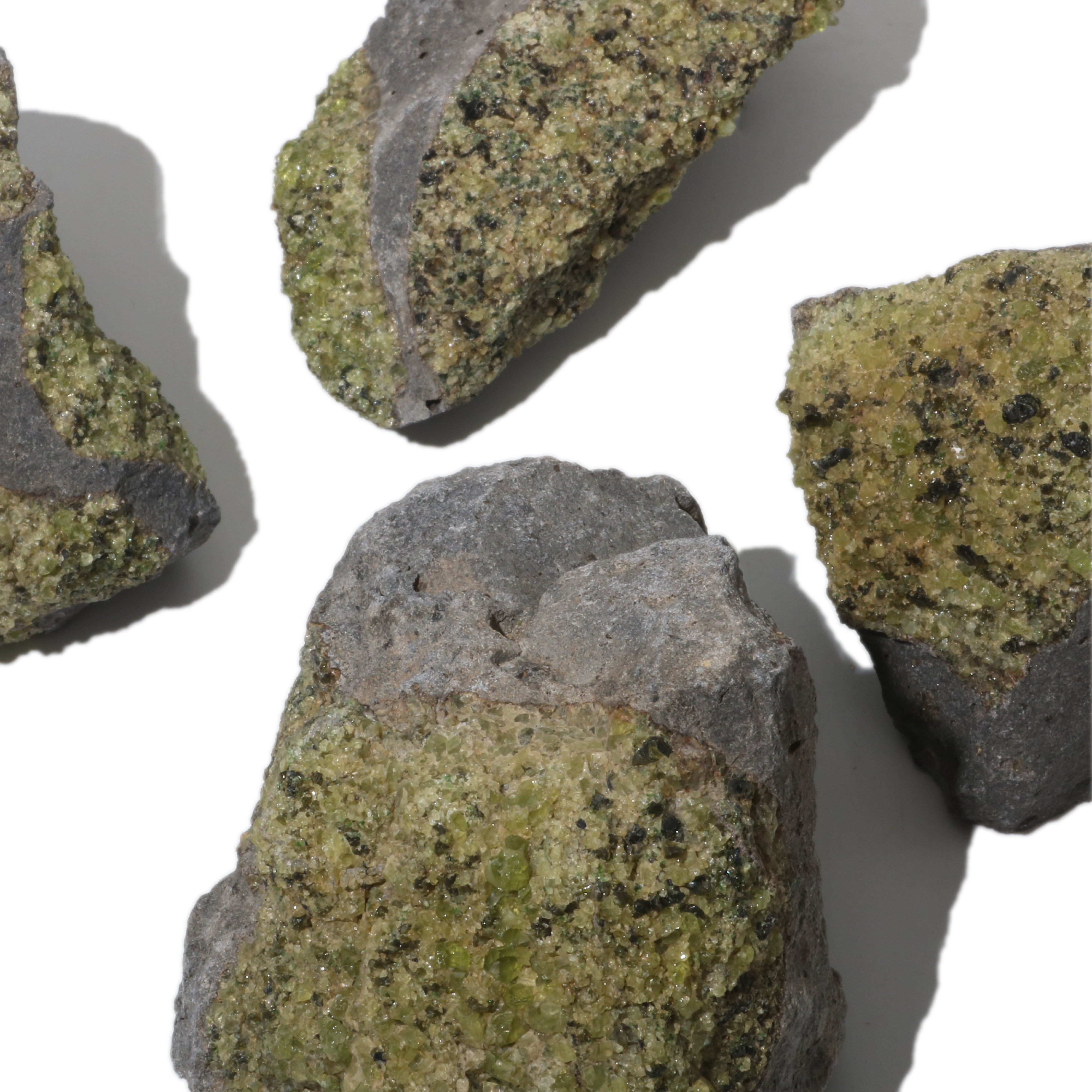 Stonebridge Imports - Wholesale Spiritual Stone/Crystal - Peridot Clusters on Basalt - 1 kg Flat2