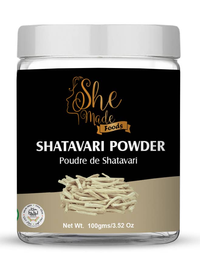She Made Foods Natural Shatavari Pulver tilgængelig i 100g ja for engroshandel hos She Made