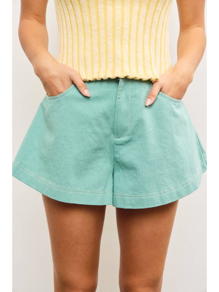 Mustard Seed - Wholesale Shorts - Women's - BACK ELASTIC WAISTBAND STITCH DETAIL SKIRTY SHORT PANTS
