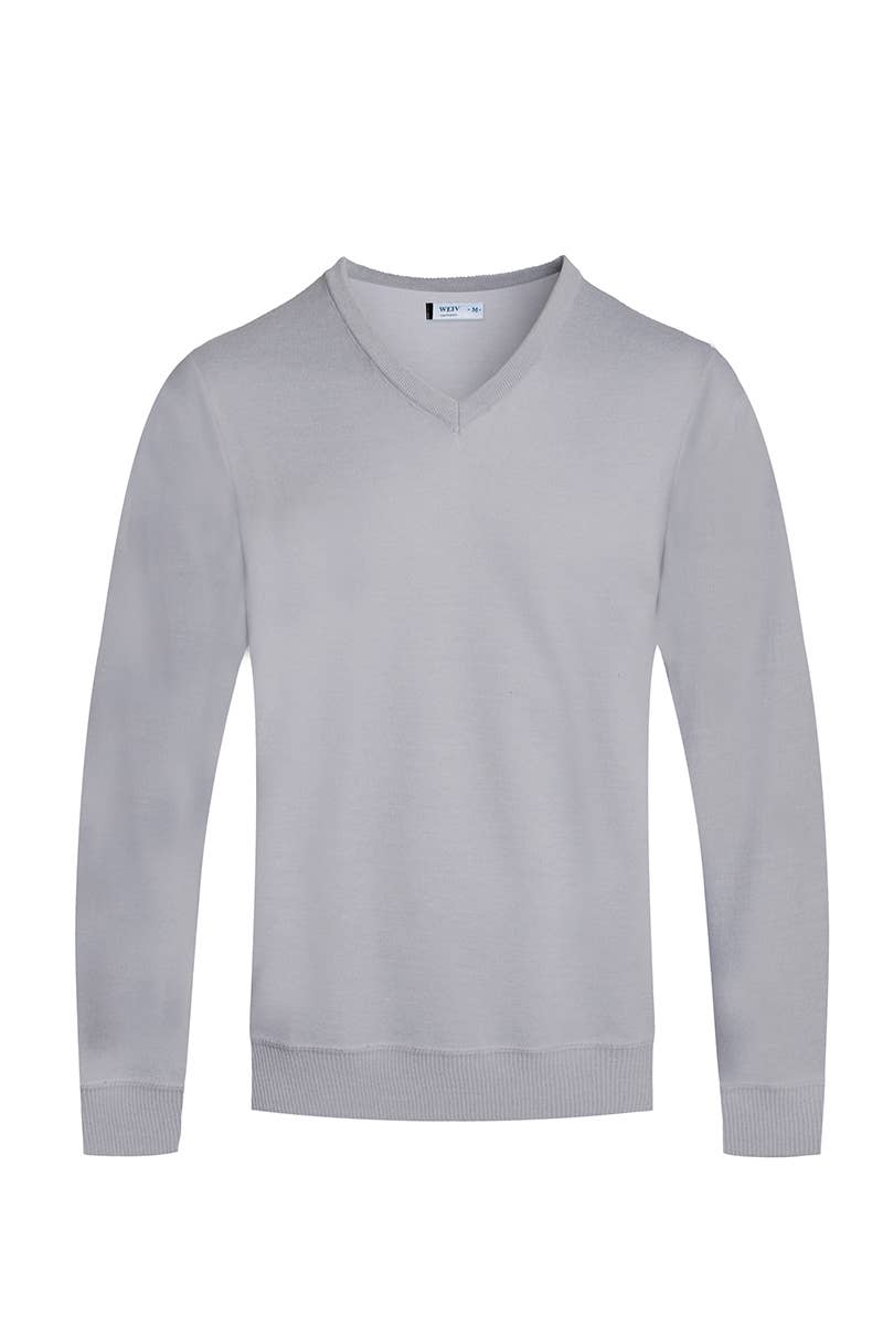 WEIV - Wholesale Knit Sweater - Men's - Mens Solid V Neck Sweater5