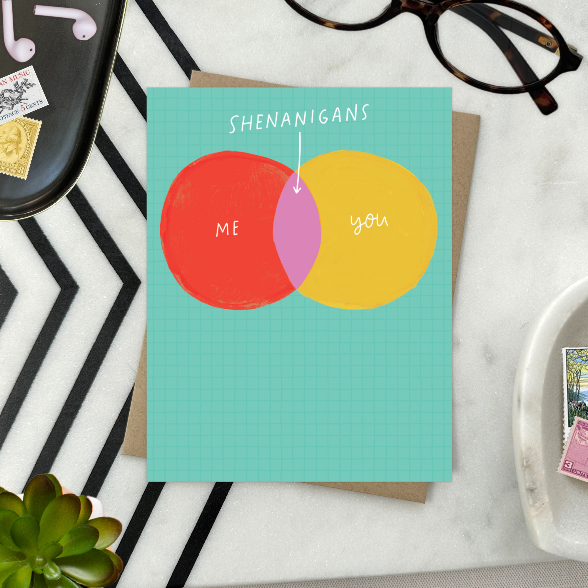 Barone and Co. - Wholesale Friendship Card - Shenanigans Venn Diagram Friendship Card2