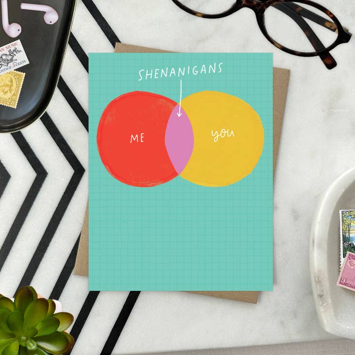 Barone and Co. - Wholesale Friendship Card - Shenanigans Venn Diagram Friendship Card2