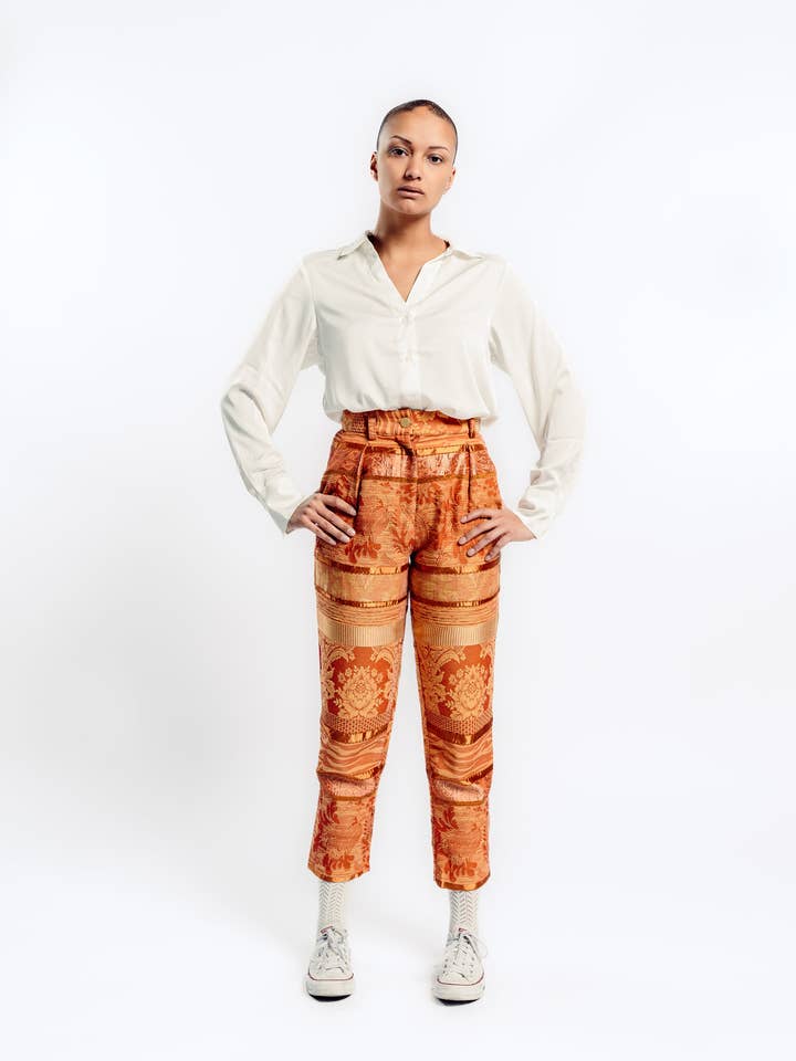 Calça plissada Monarch por atacado de LOSANJE