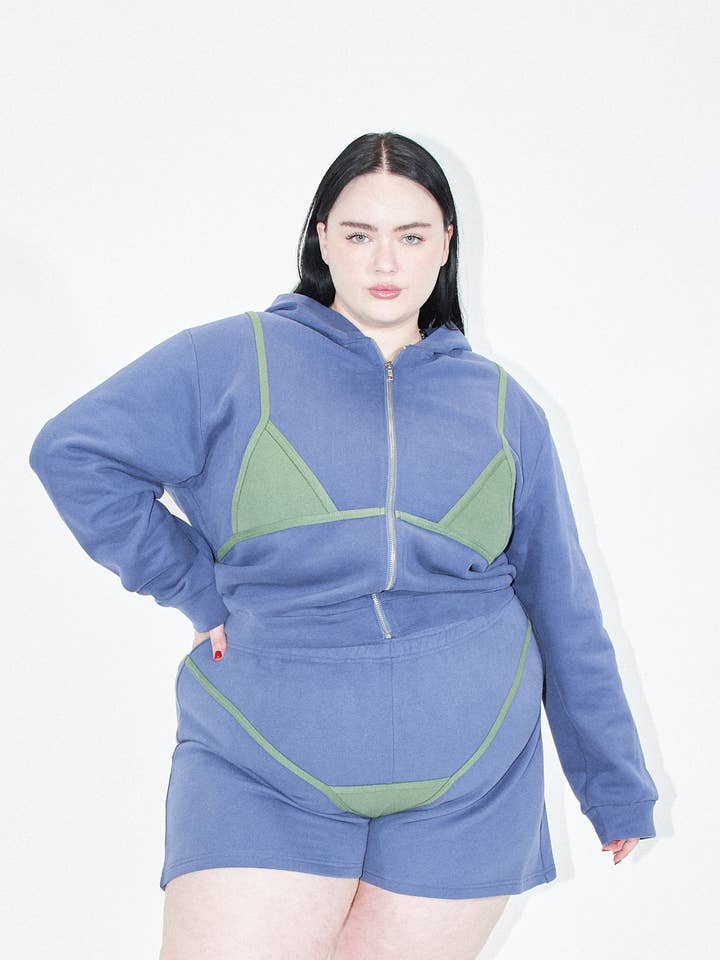 Fashion Brand Company - Wholesale Hoodie - Women's - Bikini Bod Zip-up Sweatshirt Blue/Green6