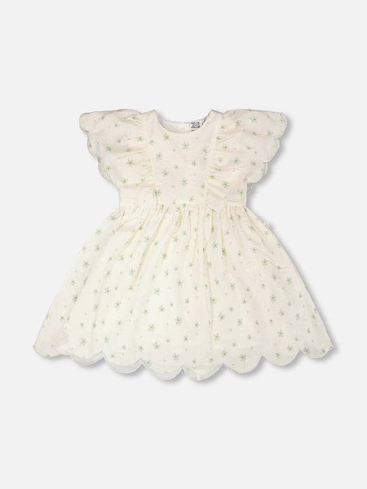 Vestido Jacquard Branco com Flores Estampadas por atacado de Deux par Deux