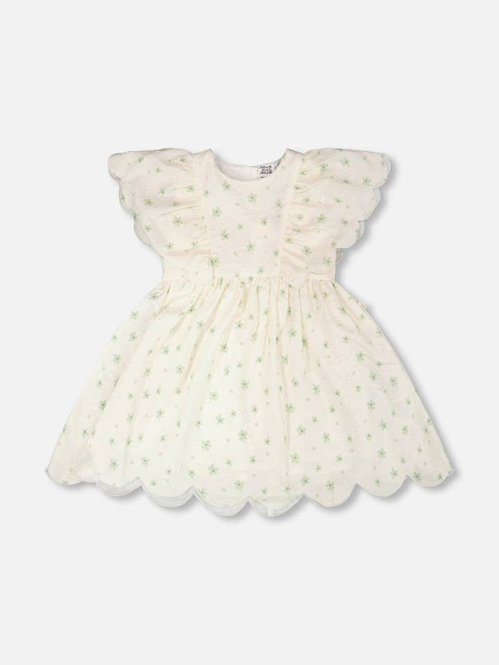 Jacquard Kjole Hvid Med Blomsterprint for engroshandel hos Deux par Deux