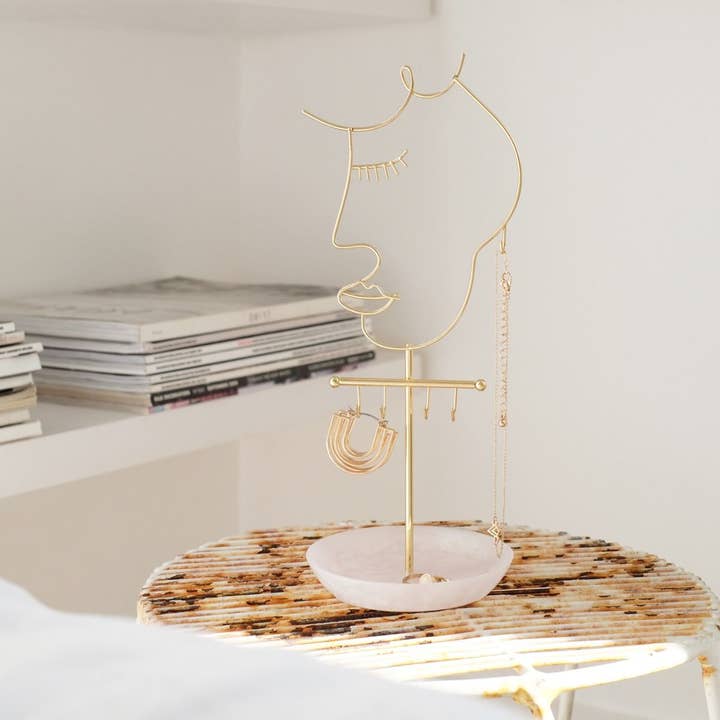 Stackers – wholesale Jewellery stand & display – Rose Quartz 5-Hook Face Jewellery Stand