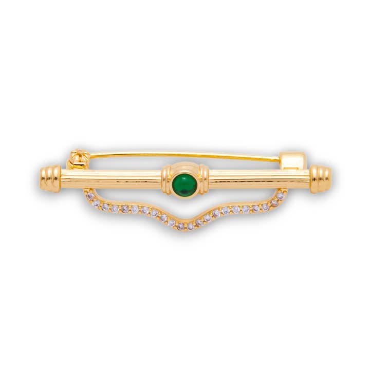 Emerald Green CZ Vintage Brooch pin Charm BH-21BHZ1237 for wholesale by Simply Jewels