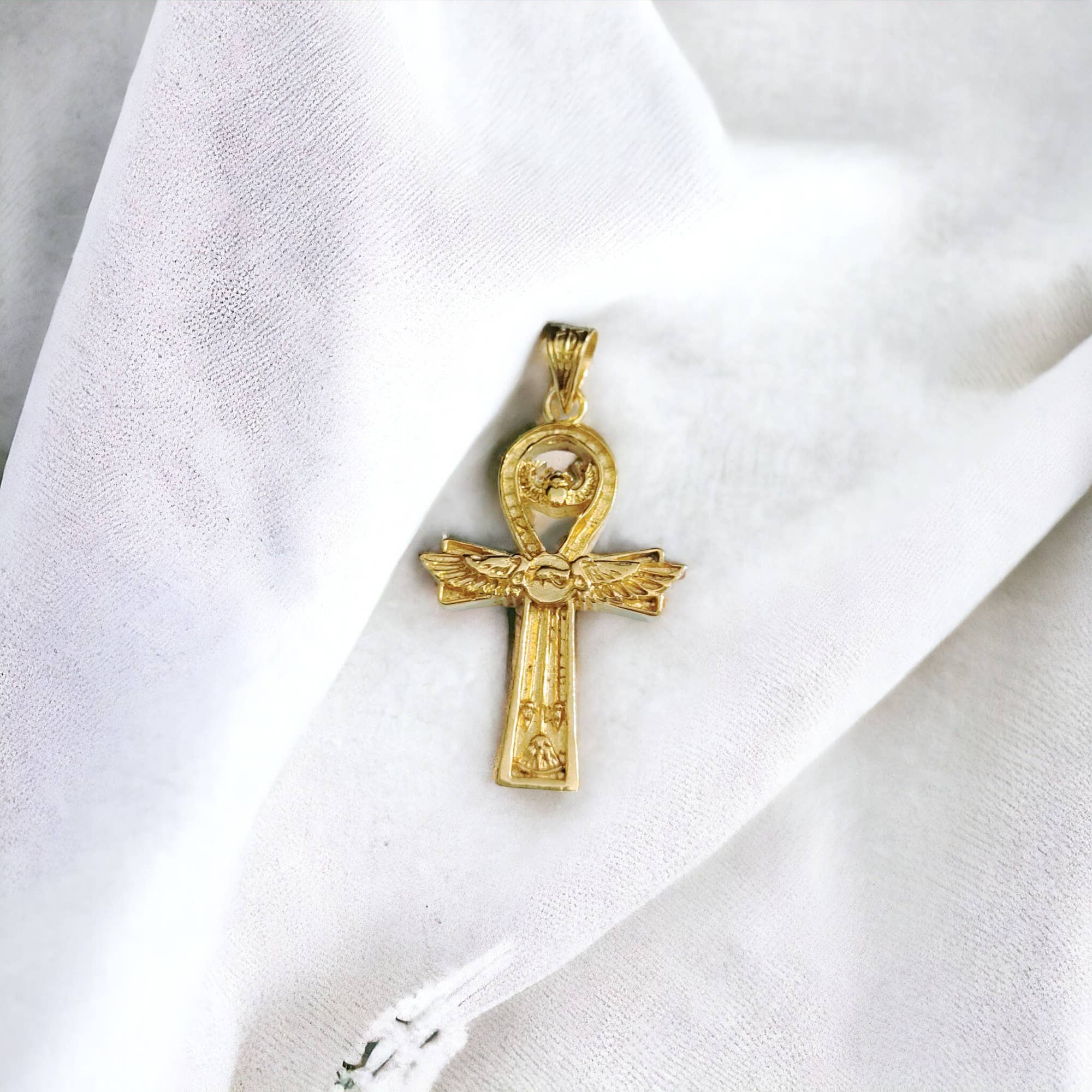 ALADDIN'S LAMP JEWELRY - Wholesale Pendant/Charm Necklace - Ankh Sun Desk Scarab Lotus Flower Complex  Gold  Pendant4