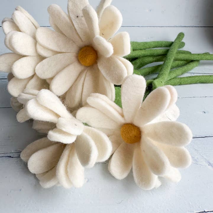 One Felt Daisy With Stem for wholesale by Sewing Seeds Play