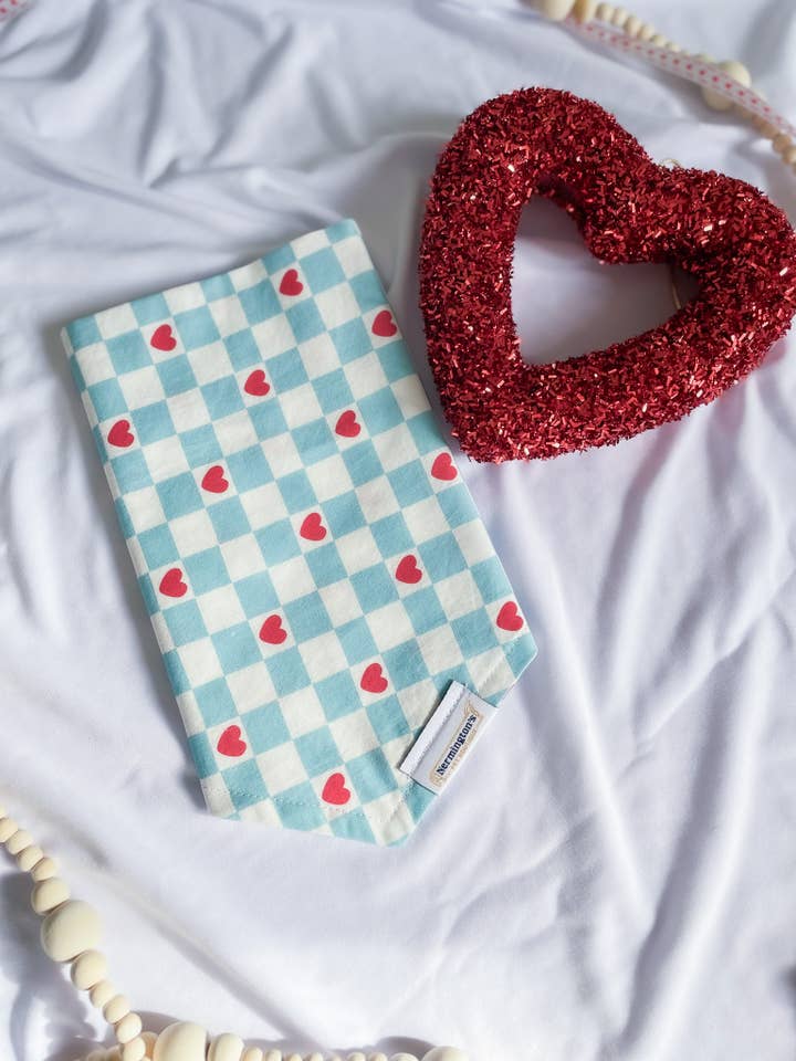 Check Mate Bandana - Valentines Tie-on Dog Bandana for wholesale by Nermington's