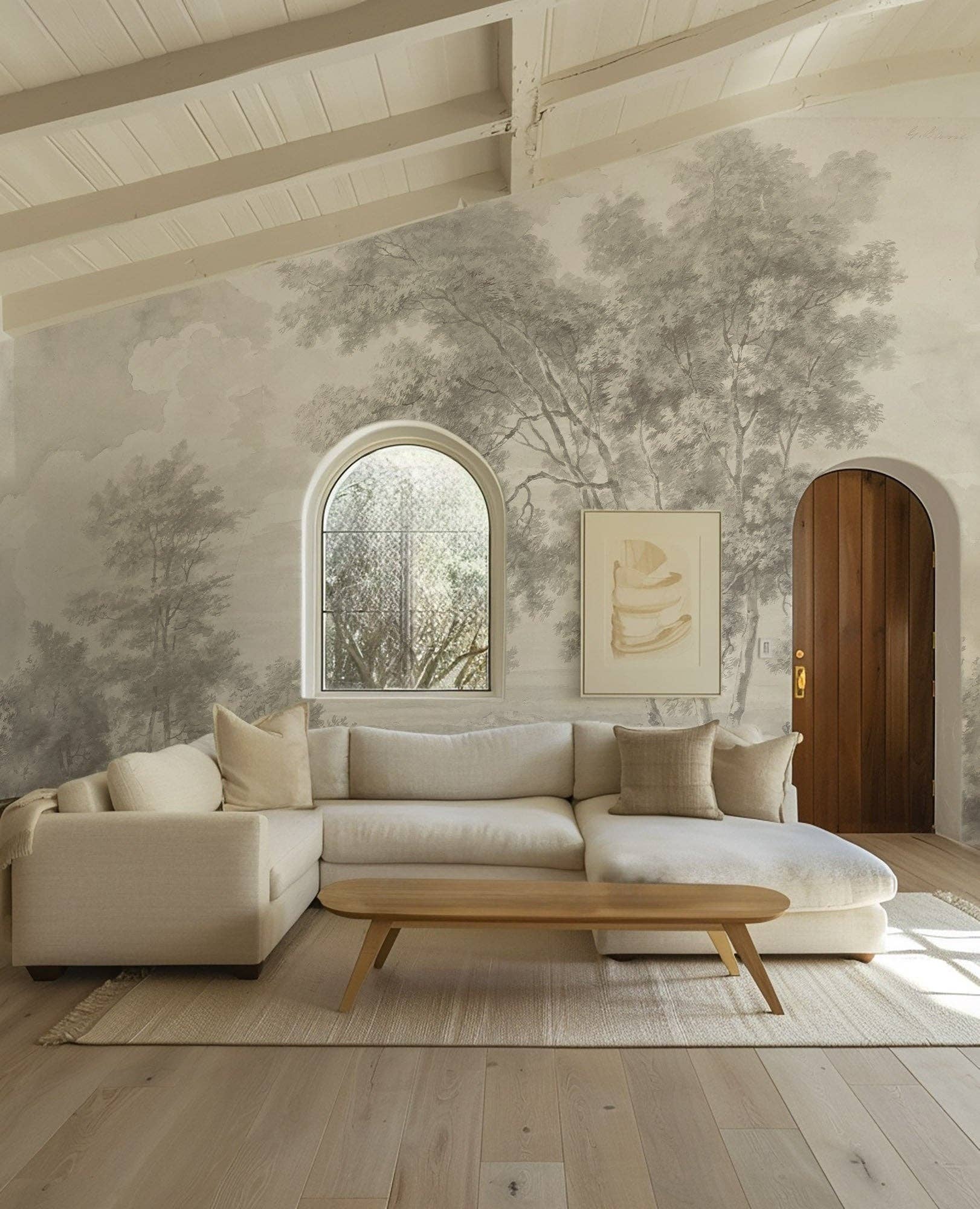 Wallpapers4Beginners – Engroshandel Tapetrulle – Tapet med landskab i creme og sepia3