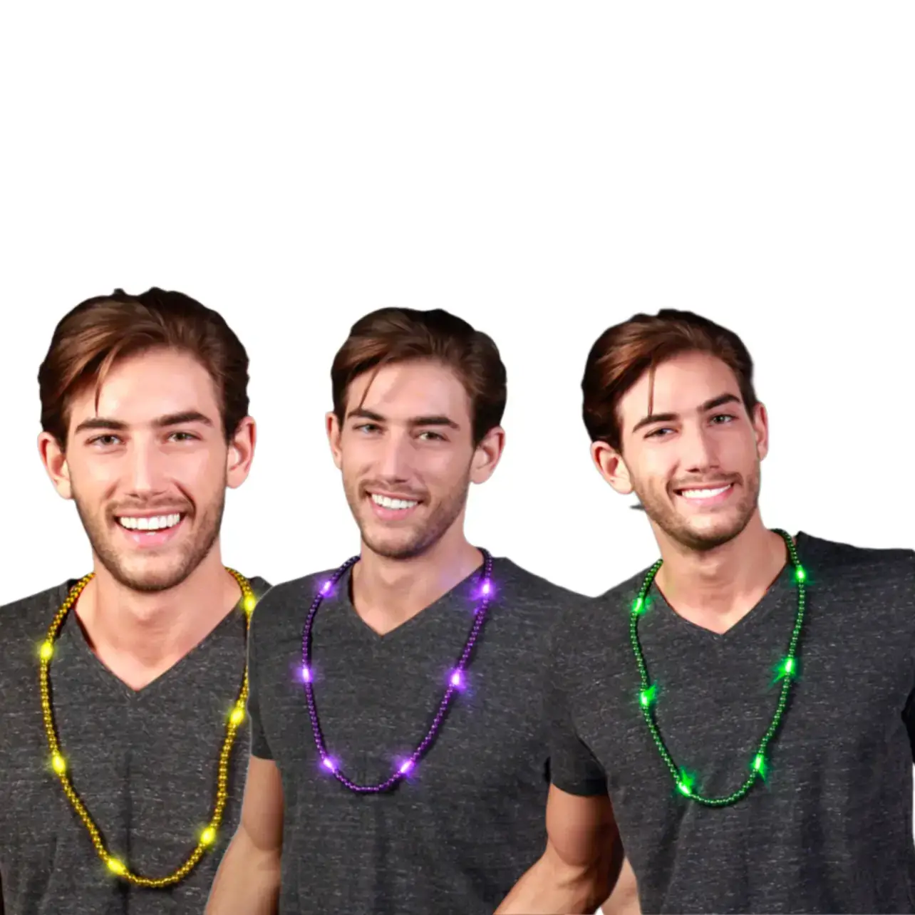 Blinkee.com, LLC - Wholesale Beaded/Pearl Necklace - LED Necklace with Mardi Gras Beads Pack of 120