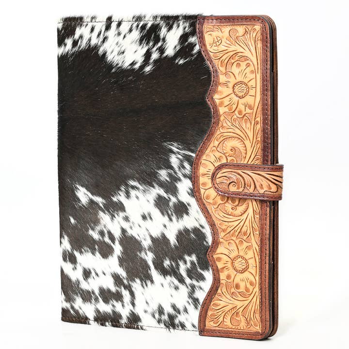 LS Western - Wholesale Journal/Diary - ADBG1040 American Darling Hair-on Cowhide Floral Tooled Leather Western Portfolio2