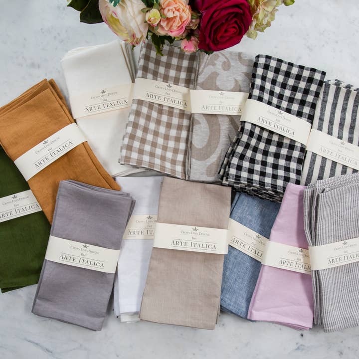 Arte Italica & Crown Linen Designs - Vente Serviettes de table en tissu - Ensemble de serviettes en lin lavé - Nouvelle couleur8