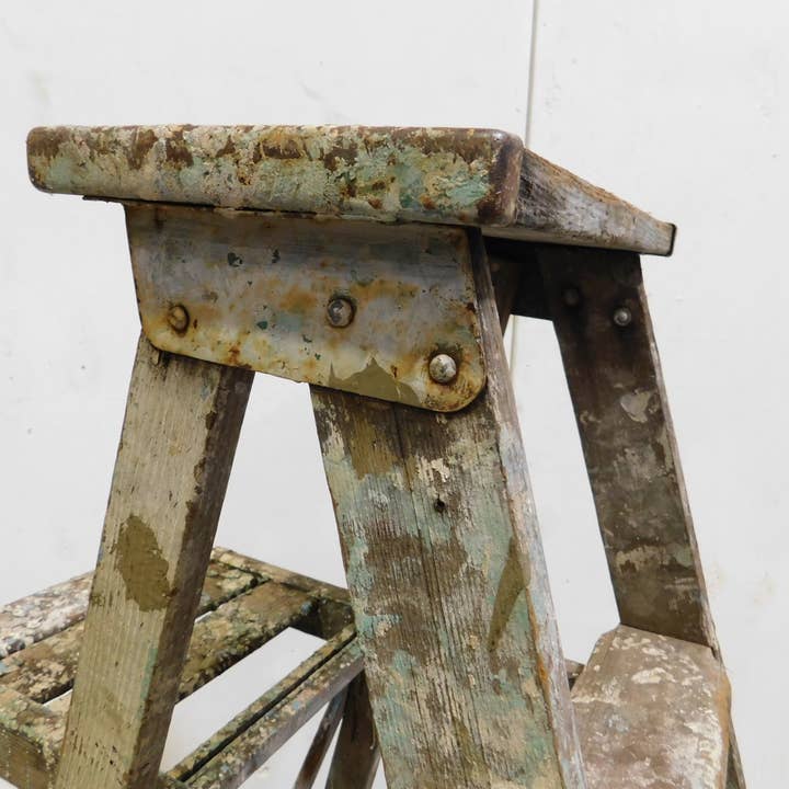 My Amigos Imports - Wholesale Free Standing Shelf - Vintage Wooden Ladder-#13-Great Display-19x36Dx57H inches1