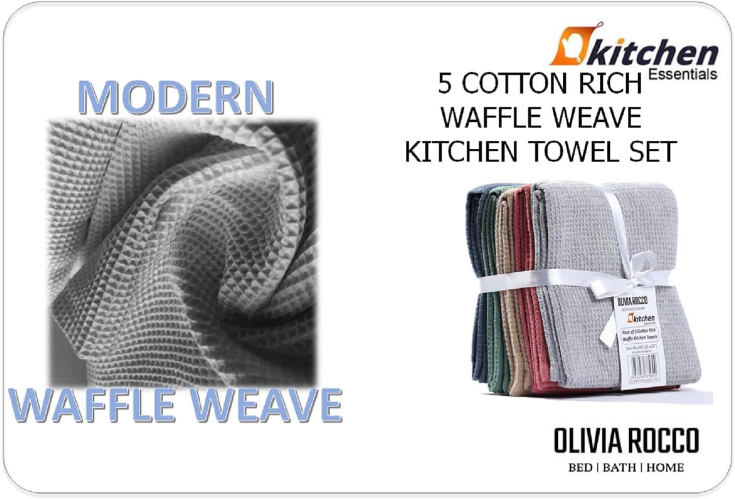 ASSORTED Pack Of 5 Luxury Waffle Kitchen Tea Towels for wholesale on Faire5