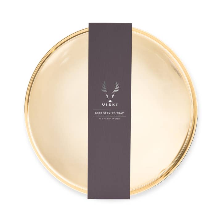 Viski - Wholesale Serving Tray - Belmont™ Polished Gold Plated Round Serving Tray1