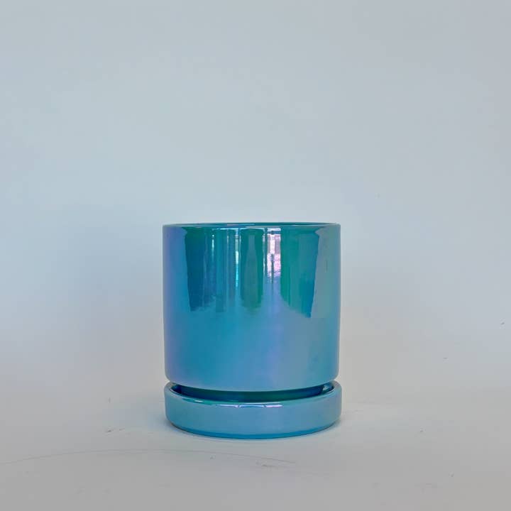 Momma Pots - Wholesale Plant Pot - 6.5" Iridescent Cylinder Pots with Water Saucers