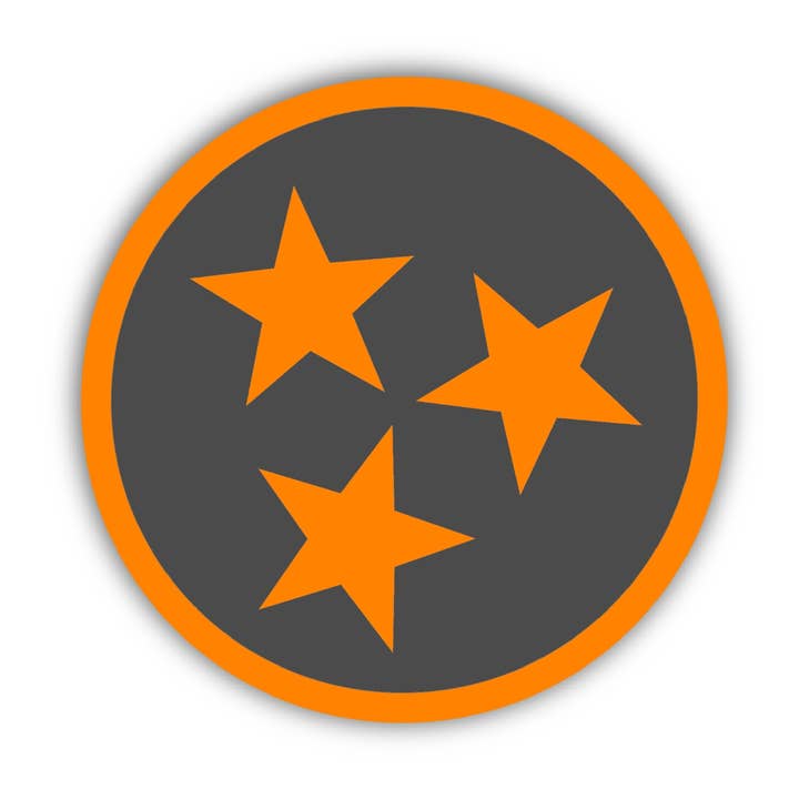 Autocollant Tri-Star Tennessee (Orange/Gris) pour la vente par Golden Hour Press Co.