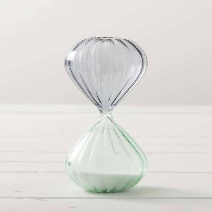 Made Market Co. - Wholesale Decorative Tabletop Object - Hourglass 30 Minute Mint & Gray Timer3