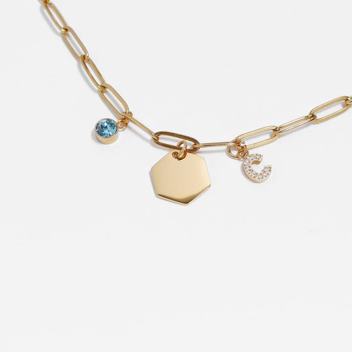 WJW - Wholesale Individual Charm/Pendant - 18K Gold PVD Cubic Zirconia Birthstone Charm4