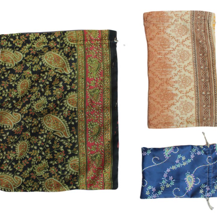 Ethical Global - Wholesale Gift Bag - Upcycled Sari Gift Bags (3 Sizes)