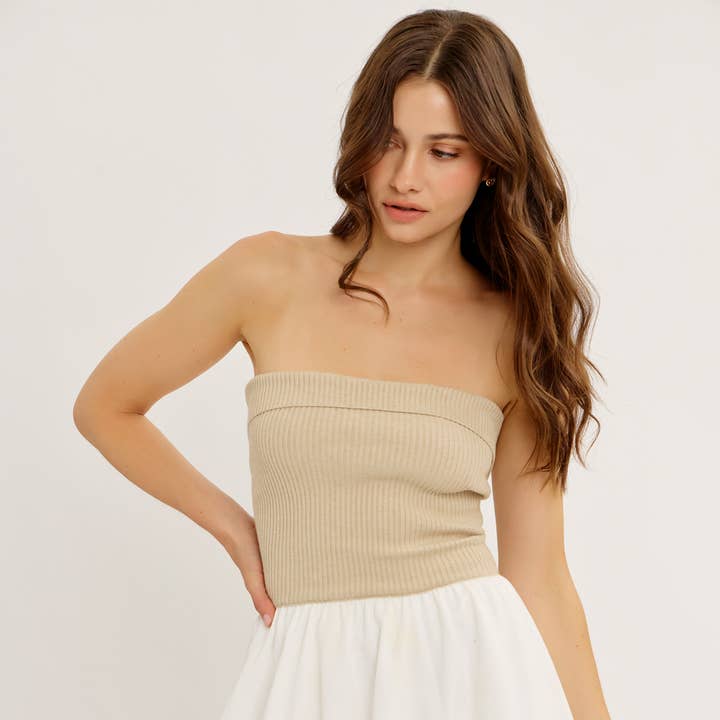 FITTED FOLD-OVER RIB MIXED MEDIA DRESS WITH VOLUMINOUS SKIRT for wholesale by idem ditto