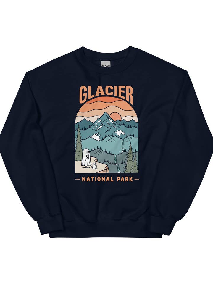 Glacier Spooky National Park Unisex-Sweatshirt | NAVY für den Großhandel von ChasingAMoment