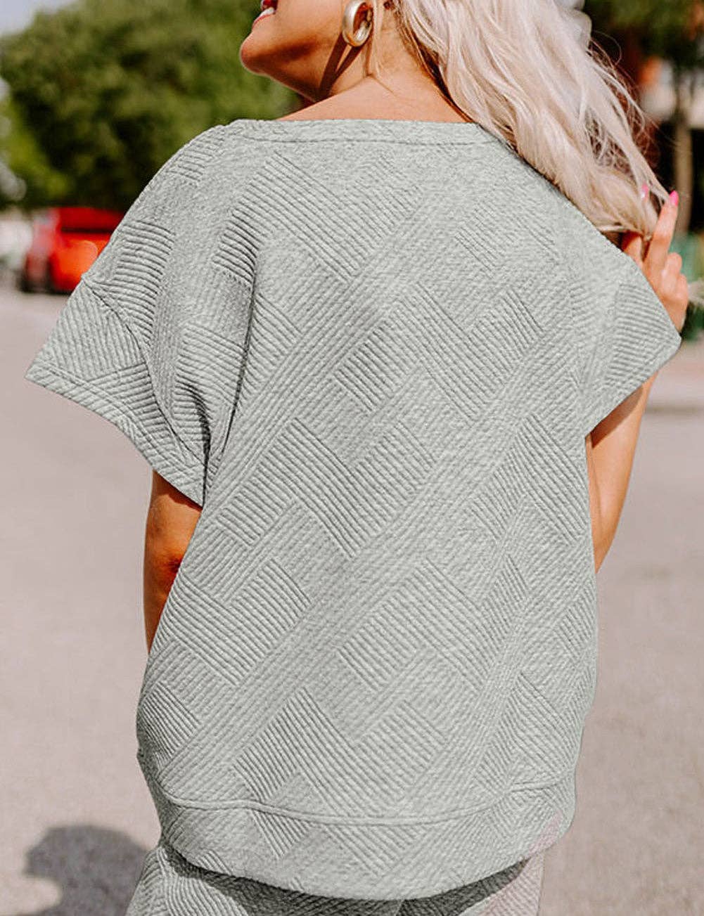 FULL TIME PURCHASE - Wholesale Lounge Set - Women's - Textured Loose Fit T Shirt and Drawstring Pants Set5