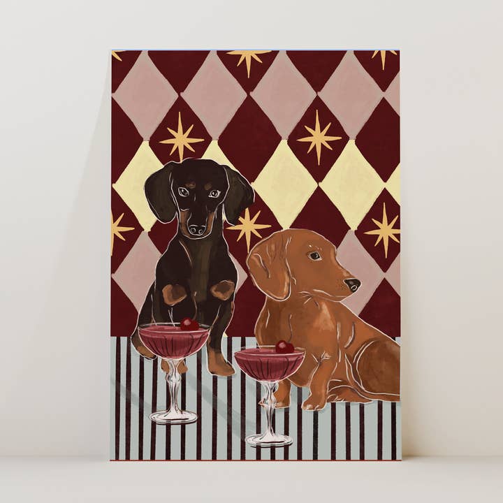 Dachshunds Dog Print for wholesale by Illustrated by Weezy